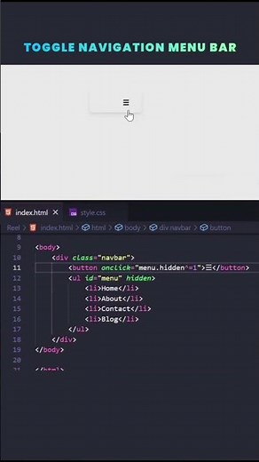Attractive toggle Navigation Menu Bar #codechallenge #frontendcourse #design