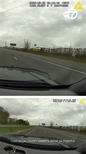 A driver launched his vehicle off an embankment – flying over another car – while fleeing from police in Fond du Lac, Wisconsin, on May 9.