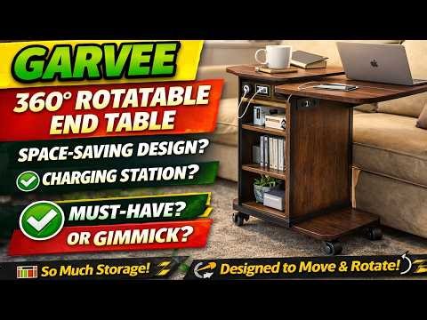 Garvee Rotatable End Table Review – The Perfect Space-Saving Side Table with Charging Station