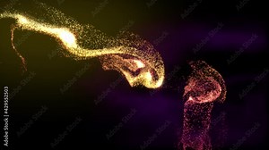 4K Abstract background animation shining fluid energy sparkling particles liquid magic dust turbulent wave flow in space