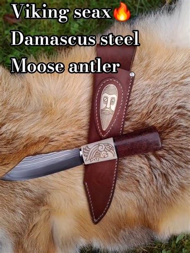 Hand-Forged Viking Seax | Odin’s Ravens Huginn & Muninn | Damascus Steel & Moose Antler #viking