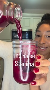 Increase Stamina pt 3- 3 Ingredients 🫜🫜🫜🫜 . . Works pre and post endurance activities; Increase blood flow, improve muscle recovery, improve oxygen delivery and lessen feelings of fatigue. . Recipe: 1 cup sweet cherries (seeds and stems removed) 2 raw beets Arils from 2 pomegranates . Juice all ingredients and enjoy chilled within 3 days. Store juice in the fridge. Comment “juicer” for the juicer used in this video. . . . . . #beetjuice #juicingforhealth #stamina #naturalenergy #pomegranatej