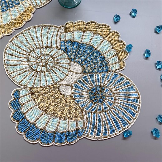 Handmade Beaded Placemat: Coral Table Mat, 14 Inch Charger Plate - Etsy