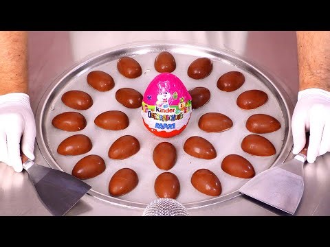 How to Make MASSIVE KINDER SURPRISE EGGS Ice Cream Rolls | ASMR (no talking)