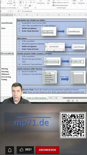 Excel Grundlagen Texte und Inhalte in Zellen bearbeiten