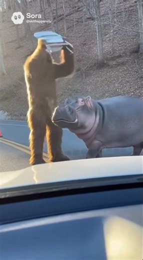 Sasquatch vs hippo 🦛🦍-(SkitHappensTV) #funny #comedyfilms