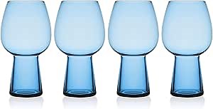 Mikasa Phoebe Goblet Beer Beverage Glass, Set of 4, Blue