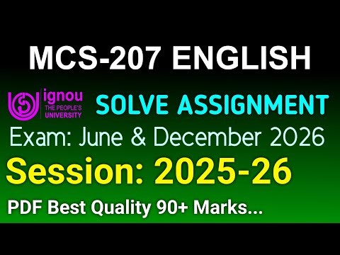 MCS 207 Solved Assignment 2025-26 English, MCS 207 Solved Assignment 25-26, MCS-207 Assignment
