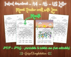 Funky Alien Mood Tracker | Mood Tracker | PDF & PNG Printable Planner | Self-care Digital Journal | Printable | Digital - Etsy Canada