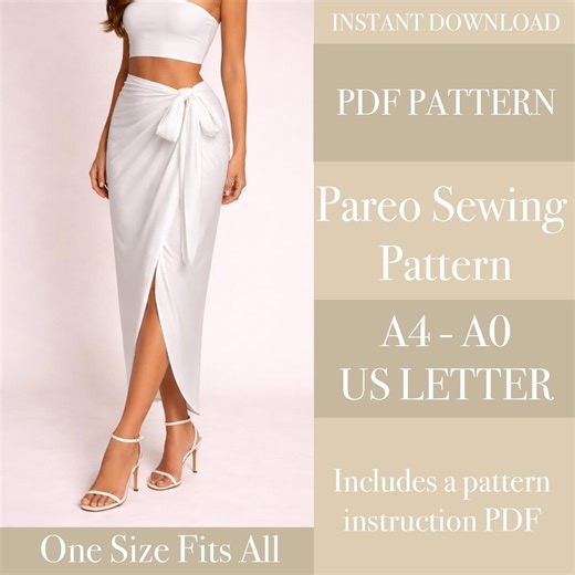 Wrap Skirt Sewing Pattern PDF | Sarong Pareo Tie Skirt | Beach Cover up | High Waist | Beginner Friendly | Instant Download | DIY - Etsy