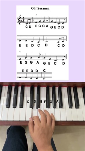 Oh Susanna very easy piano tutorial #pianotutorial