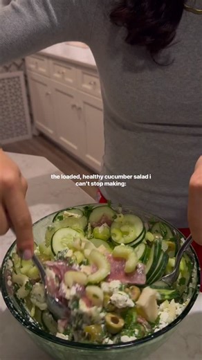 angie caruso on Instagram: "if you’re like me and also need a (small) break from all of the christmas cookies and hot cocoa, this loaded cucumber salad will do the trick 😌 so simple but seriously so, so good. HOW TO GET THE RECIPE ⬇️ comment RECIPE and the post with the recipe will be sent to you! if you’re subscribed already on my substack, then this post was already sent to your inbox! #healthyfood #healthyrecipes #cucumbersalad #healthy #easyrecipe #salad #dinner"