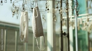 Facial mask drying with hanger after wash and clean for reuse purpose