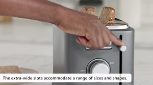 Calphalon 2-Slice Toaster, Precision Control with 6 Shade Settings and Extra Wide Slots, Stainless Steel