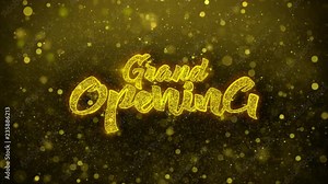 Grand Opening Greetings card Abstract Blinking Golden Sparkles Glitter Firework Particle Looped Background. Gift, card, Invitation, Celebration, Events, Message, Holiday, Festival. Stock Video