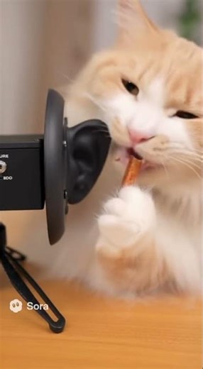Sweet Cat ASMR | Cute Kitty Eating Snacks with Binaural Mic