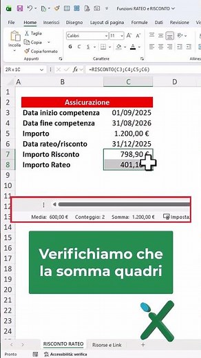 EXCEL365 LAMBDA: 💵 Le funzioni RATEO e RISCONTO #shorts