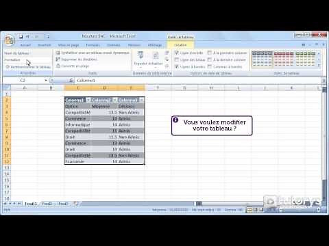 Comment insérer un tableau avec Excel 2007 ?