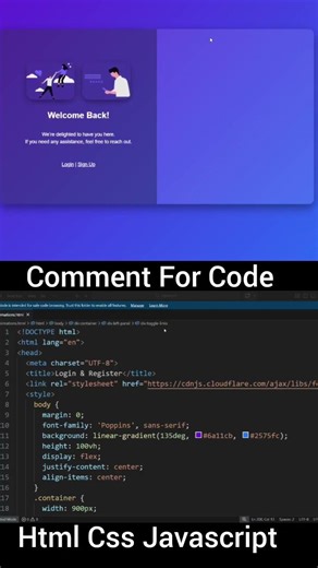 Login And Sign up Page Html And css javascript #youtubeshorts #coding