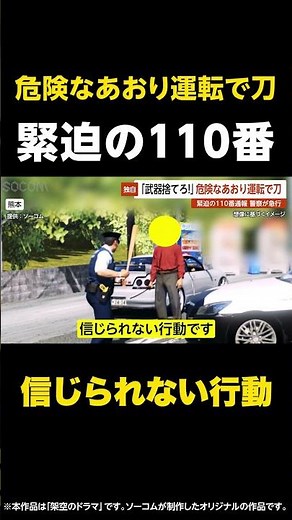 【信じられない行動】「武器捨てろ！」危険なあおり運転で刀…緊迫の110番通報 警察が急行 熊本 #shorts