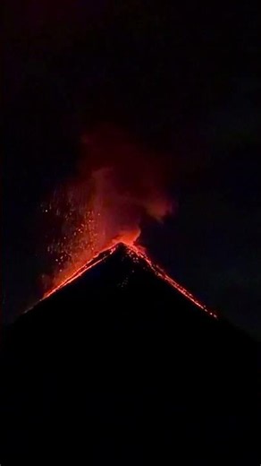 Volcán de Fuego Erupts at Night From Acatenango Base Camp