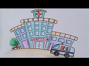 Hospital drawing and colouring tutorial/Hospital drawing easy step by step ‪@ChalkDrawing‬