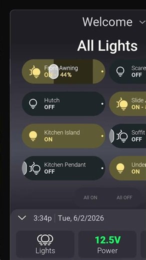Brinkley Connect | Aura Touchscreen: Turn On Awning Lights