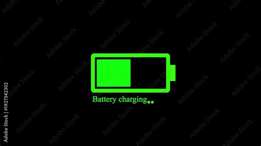 Battery Icon Charging Animation.Animated battery charging level indicator representing power, energy, and device status.