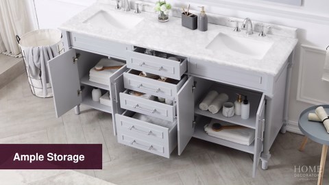 Home Decorators Collection Aberdeen 30 in. Single Sink Freestanding Greige Bath Vanity with Carrara Marble Top (Assembled) Aberdeen 30GE