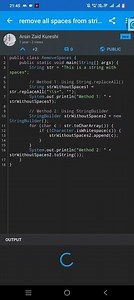 # remove the spaces from strings # java programming 💕❤️