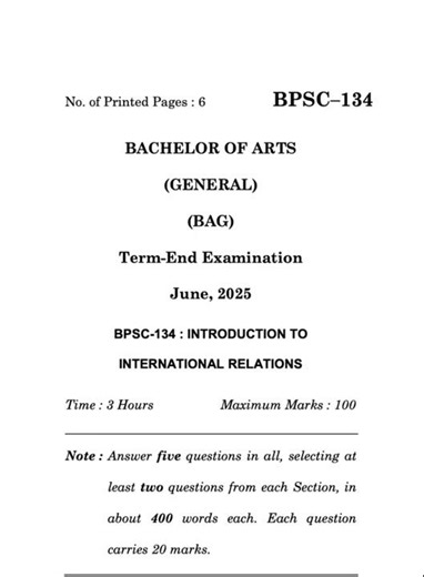 BPSC–134 June 2025 | IGNOU Previous Year Question Paper