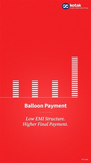 Kotak Mahindra Prime Ltd on Instagram: "Lower monthly outflows on your car loan, with a one-time balloon payment at tenure end. Apply for Kotak Mahindra Prime’s Balloon Scheme today. Disclaimer: Kotak Mahindra Prime may engage the services of marketing agents for the purpose of sourcing loan assets. T&C apply [ kotak mahindra prime, balloon scheme, monthly EMI ] #kotakmahindraprime #ballonscheme #emi #carfinance"