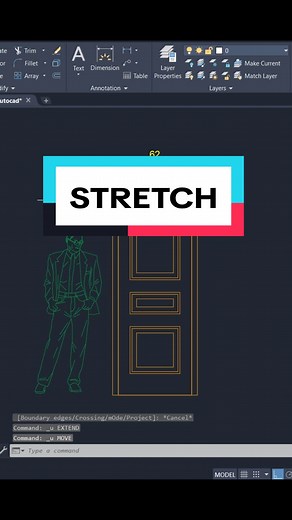 Lệnh Stretch Autocad #autocad #autocadtutorial #learnontiktok #xaydung247 #autocad2d #xuhuong #tiktok