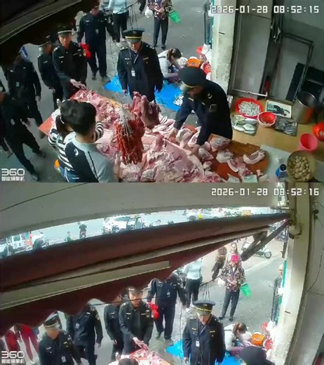 习近不平 on Instagram: "1月28日，海南省 海口市。在一肉铺夫妇卖猪肉时，八名城管冲上前，将她的桌子连同桌上的猪肉一并抬走。"