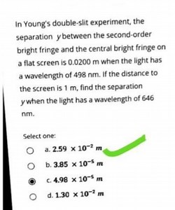 In Young's double-slit experiment, the separation y between the... | Filo