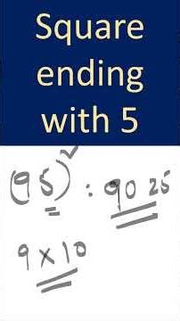 Square Any Number Ending with 5 in Seconds | Maths Short Trick | No Calculator