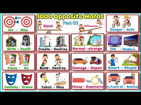 1000 Opposite Words Part 2 | Antonyms In English | Synonyms In English | Opposites | Learn English