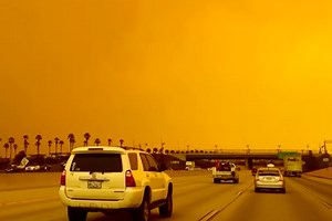 California sky turns apocalyptic orange as new Hughes Fire threatens Los Angeles