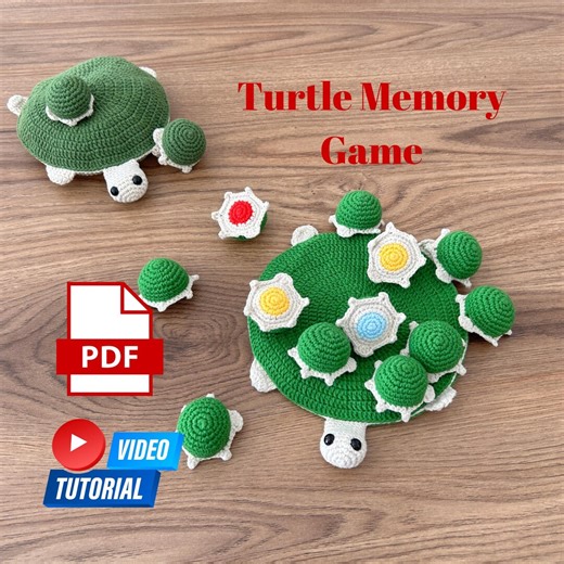 Crochet Turtle Memory Game Pattern: PDF Tutorial (digital Download) Step by Step Pictures and Video   Bonus Surprise Crochet Pattern - Etsy