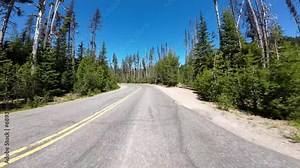 Crater Lake National Park Mazama Village to Steel Visitor Center 01 Front View Mazama Campground Driving Plates Oregon USA Ultra Wide