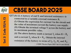 Q27 A battery of emf E and internal resistance r is connected to a variable external resistance R .