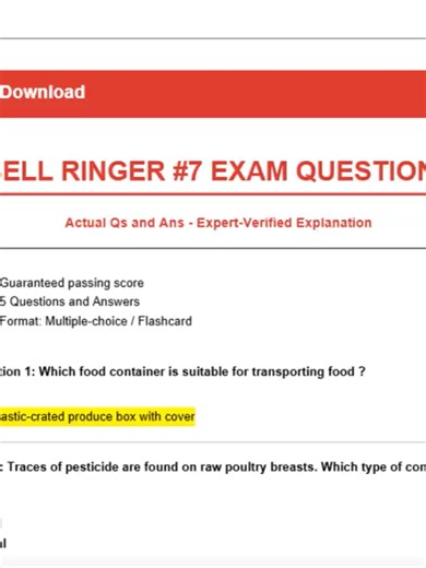 BELL RINGER #7 EXAM QUESTIONS 2026 🚀 | 5 Q&A Quick Practice 🔥📘 Boost Your Score Fast 🎯 Get ready for success with this updated 2026 Bell Ringer #7 practice set! 📝✨ Includes 5 real-style questions and answers designed to strengthen understanding, improve recall, and help you prepare quickly and confidently 💡⏱️ Perfect for classroom review, daily warm-ups, test prep, and certification study in 2026 🏆📚 Study smarter with focused practice that follows current learning trends and helps build 