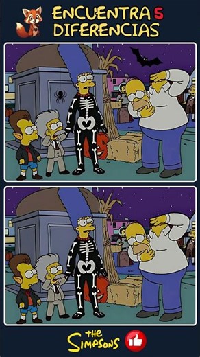 🎃¡Encuentra las 5 diferencias espeluznantes! : Los Simpson en Halloween 👀🧩