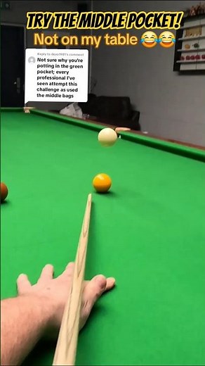 One Pocket Challenge. Try the MIDDLE pocket 👀 Not on my table 😂😂