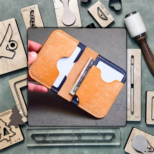 Bi-fold Card Holder - DIY Precision Steel Ruler Metal Cutting Die | Handmade Leather Craft Perforation Tool Set - Father's Day Gift - Etsy