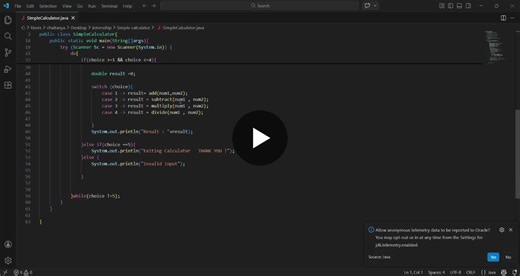Here s a demo of my Java Console-Based Simple Calculator 💻 Developed during my internship at TechnoHacks EduTech under guidance of @Sandip Gavit Built using core Java concepts with user input and… | Chaitanya Bhavsar