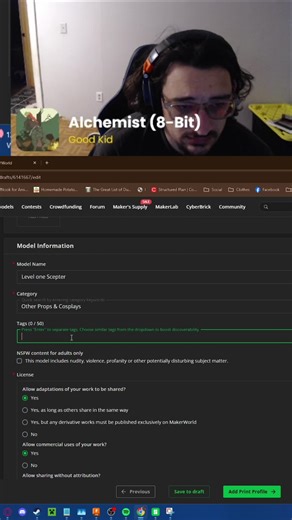 Tagging models on MakerWorld. Don't forget the credits – it's the right thing to do! #3DPrinting #MakerWorld #3DModels #Community