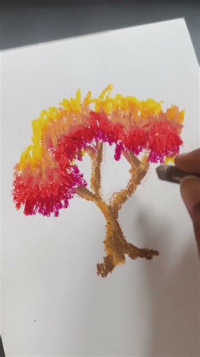 fire color tree #easydrawing #painting