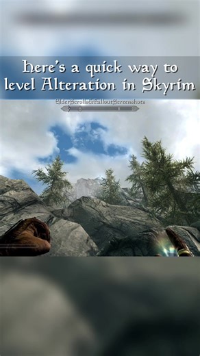 All you need to do is cast Mage Light to the top of this mountain right outside of Solitude. You can level your Alteration within minutes. No, this is not a mod.😌 #Skyrim #Gaming #DidYouKnow | Elder Scrolls & Fallout Screenshots
