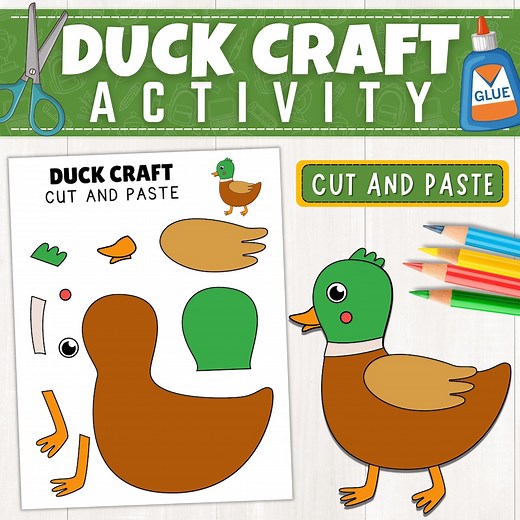 Duck Craft Template for Kids | Paper Duck Activity | Farm Animal Craft Activity | Color, Cut, and Paste | Spring Craft for Kids | Printable - Etsy